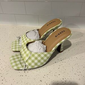 Torrid Green Gingham Mules